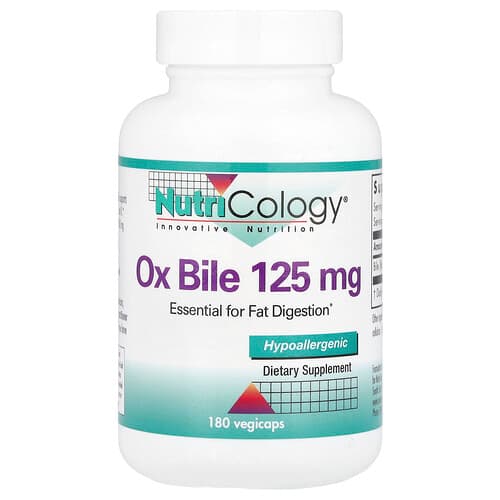 Nutricology, Ox Bile, 125 mg, 180 Vegicaps
