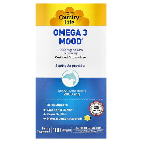 Country Life, Omega 3 Mood®, Natural Lemon, 180 Softgels